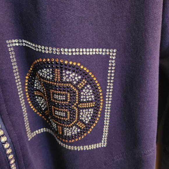 New England Sports Lover's Dream Navy Rhinestone Full Zip Sweatshirt Size 1X - Picture 5 of 9